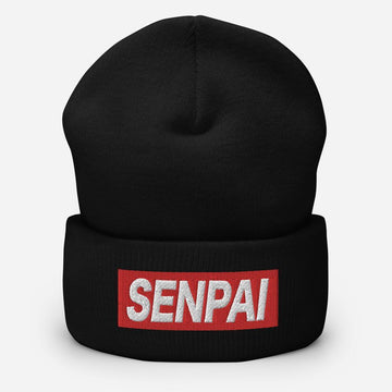 Senpai Japanese Word Anime Lover Unisex Cuffed Beanie - BUCKET POPCORN